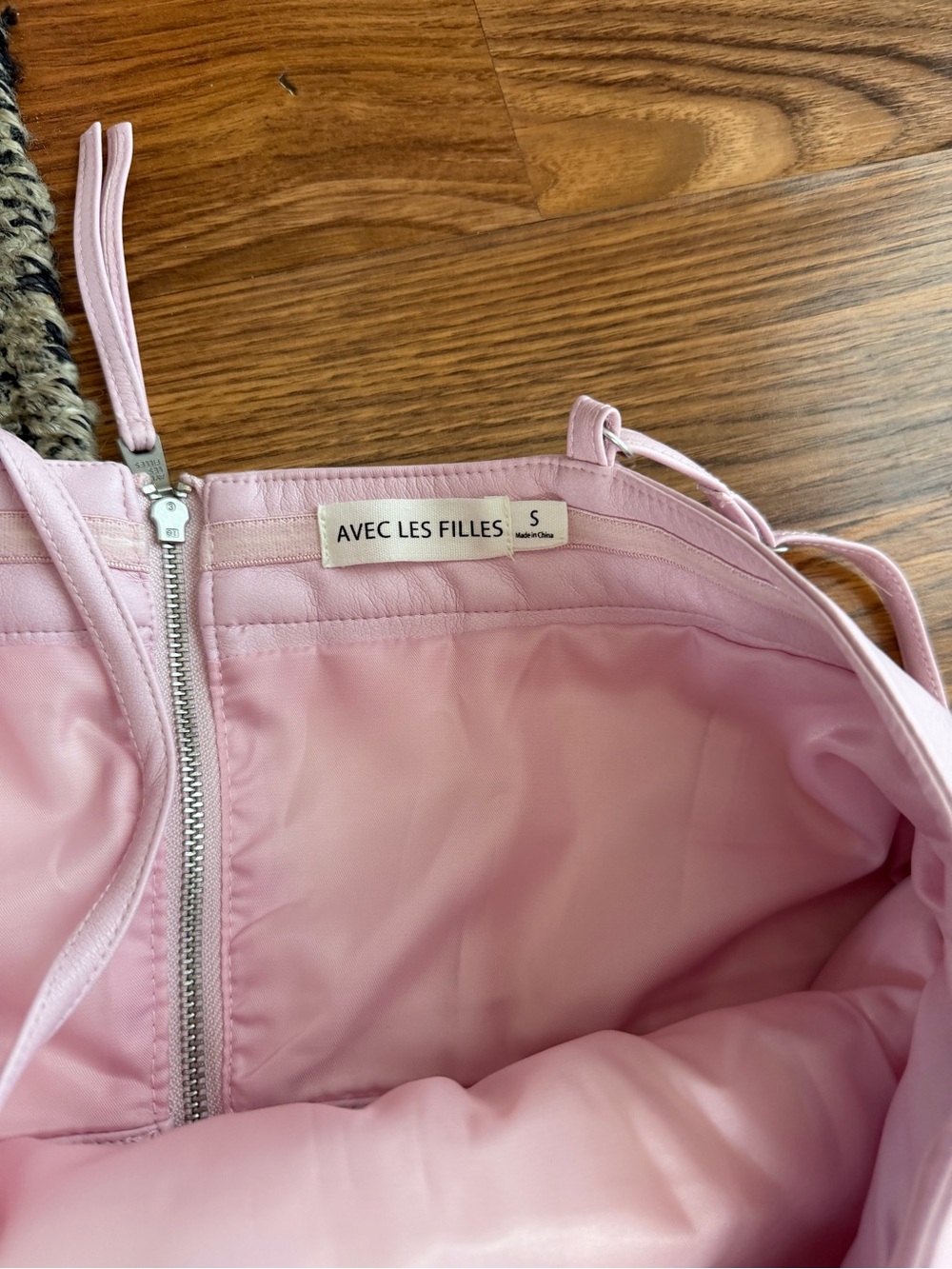 Avec Les Filles leather Strapless Wide-Leg Jumpsuit in Pale Pink - Picture 4 of 4